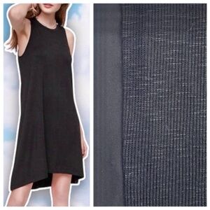 LOU & GREY Mixed Media Slub Knit Racerback Dress Slouchy Lagenlook Athleisure
